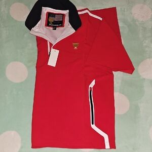 Red Rainwear Pullover with Embroidered Logo